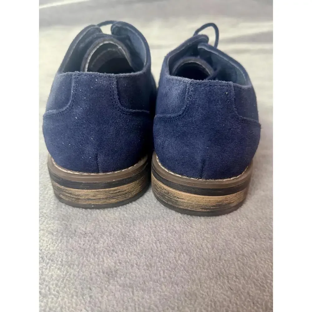 bruno‎ marc suede derby shoes navy blue mens 7.5 casual dress